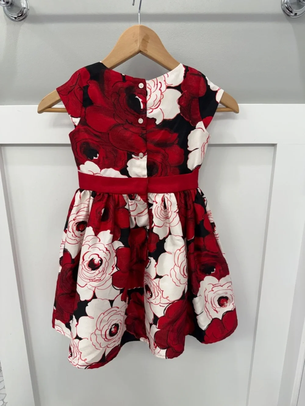 Gymboree Red, White & Black Floral Bow Party Dress